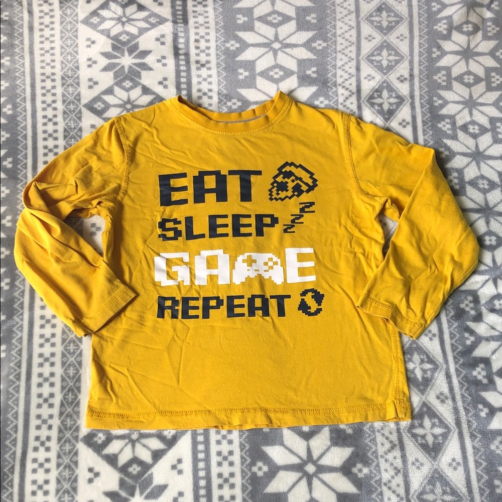 George Yellow Long Sleeve 'Eat Sleep Game Repeat' Graphic Tee